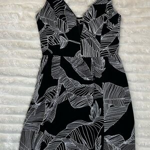 Express Black and White Leaf Maxi Dress